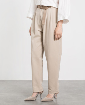 Brunello Cucinelli Beige Carrot Pants MPR24P8145