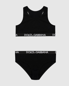 Dolce&Gabbana Children's black top and panty set L5J713FUGNE