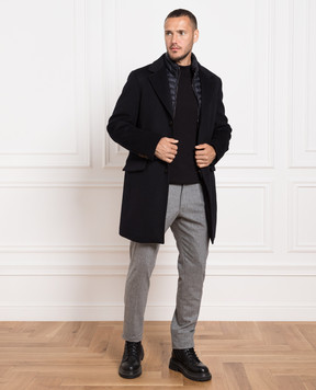 MooRER Black wool and cashmere coat HARRISLE