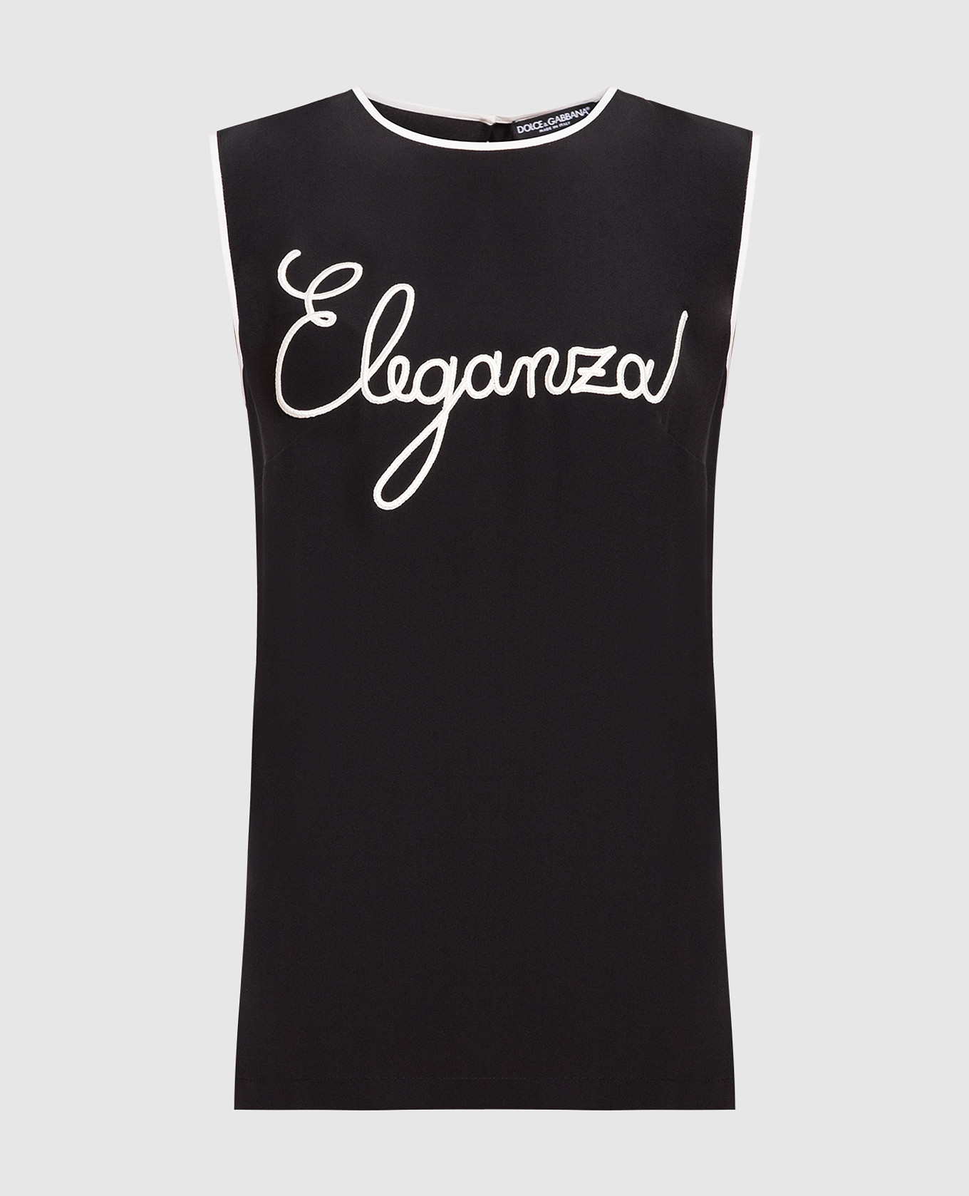Black silk top with contrast embroidery Dolce&Gabbana