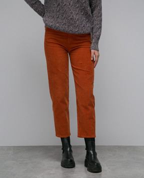Kiton Brown corduroy trousers with logo embroidery DJ56110XC5054