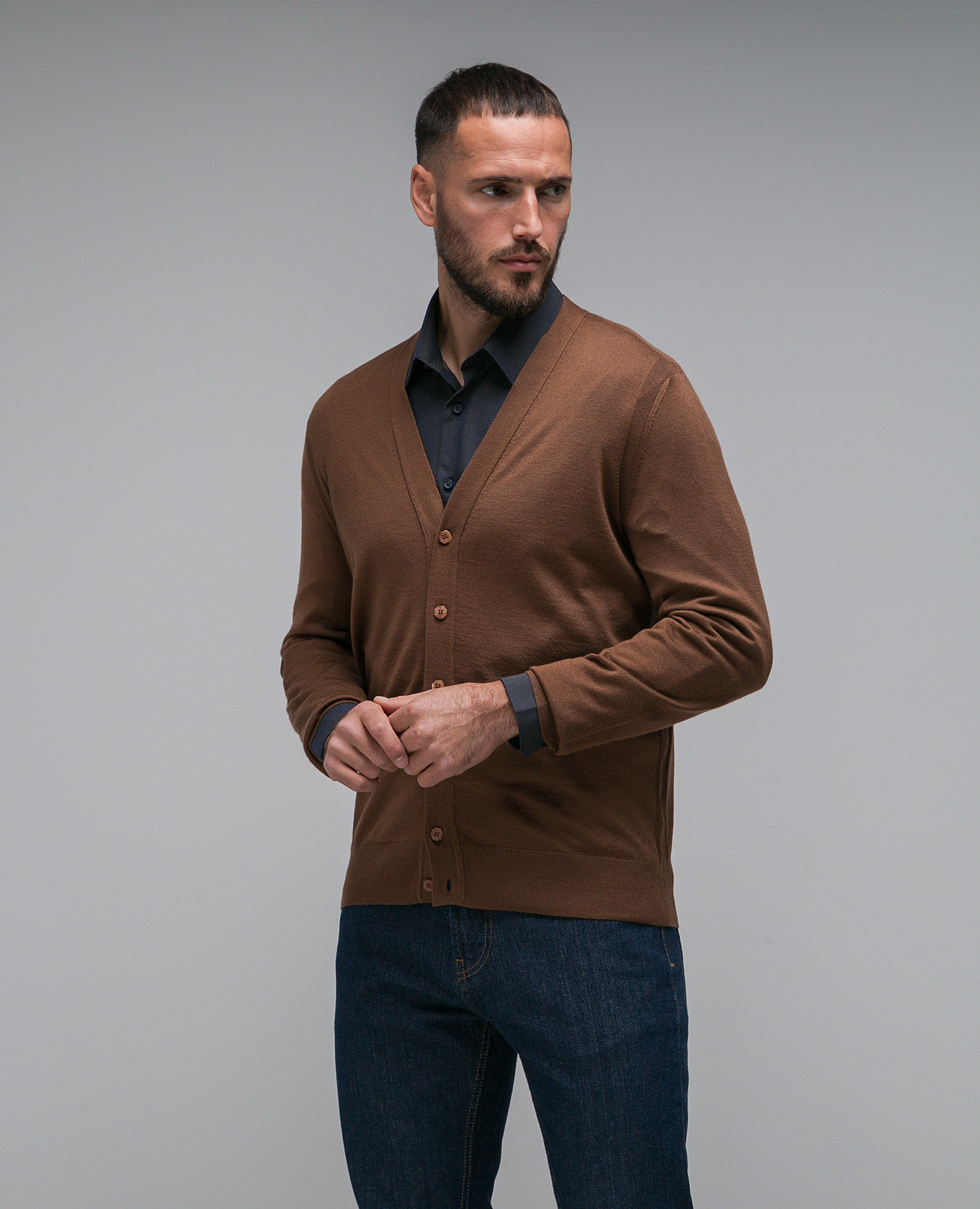 

Brown cashmere and silk cardigan Stefano Ricci