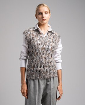 Brunello Cucinelli Gray openwork vest MTA309402
