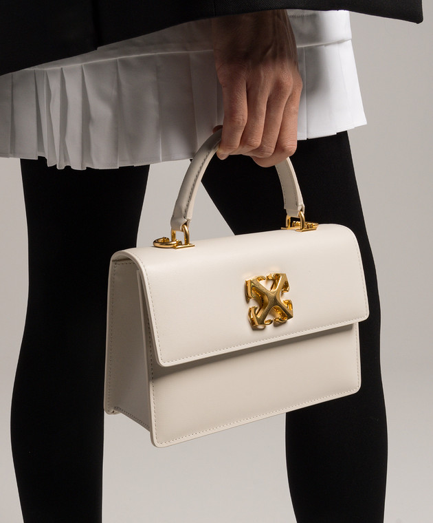 Off White Bolso Jitney 1.4 de piel blanca con logo de metal OWNP050C99LEA001 comprar en linea en Symbol