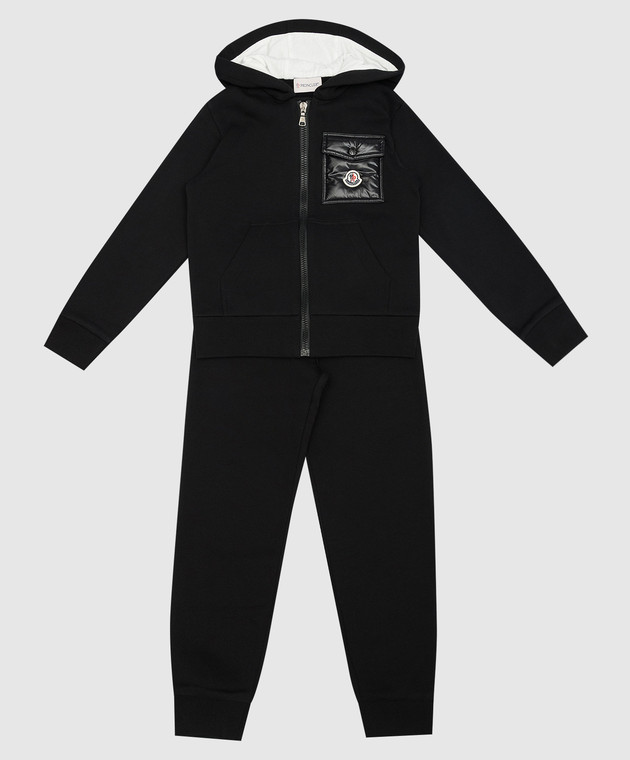 Moncler ENFANT - Czarny sportowy kombinezon dziecięcy z logo