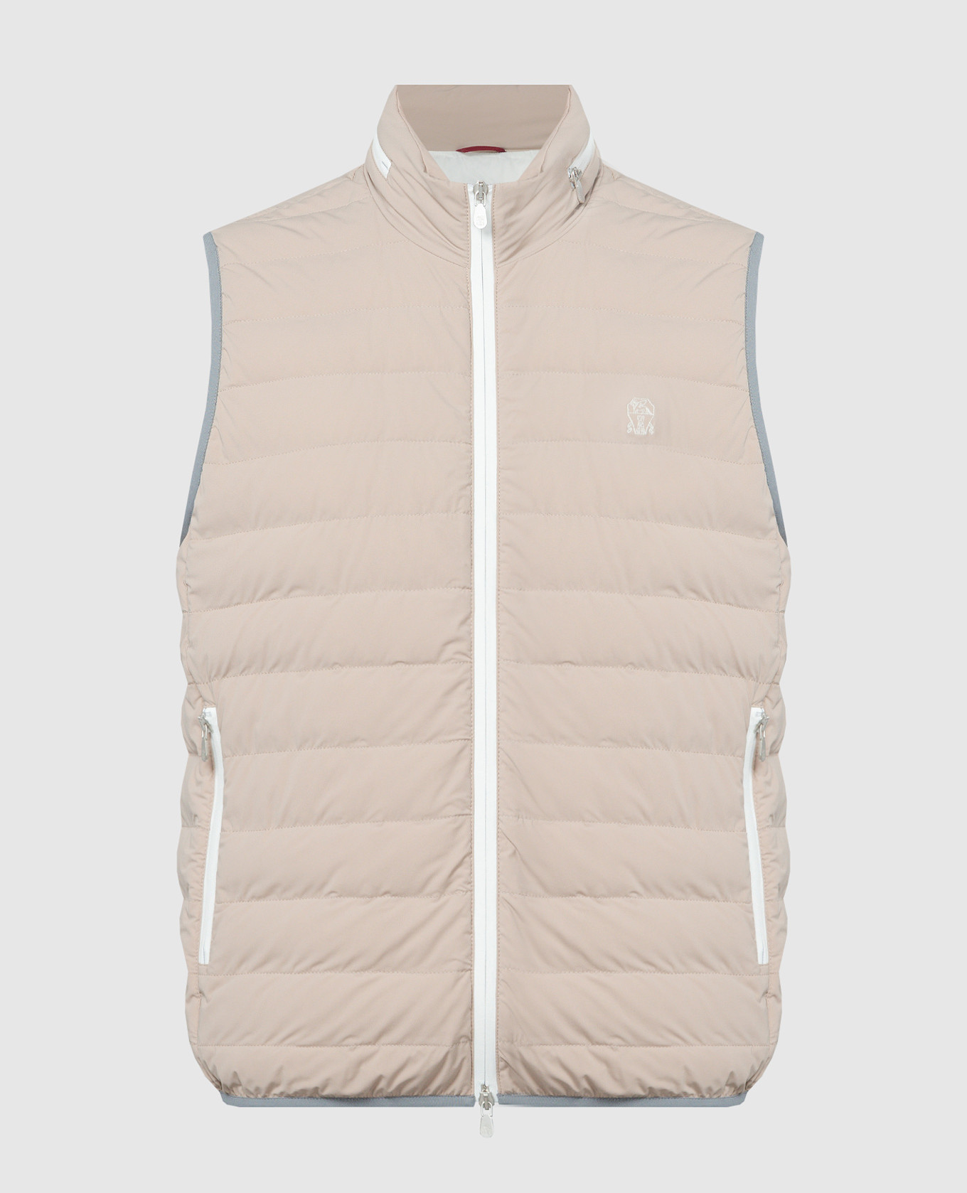 

Beige down vest with logo Brunello Cucinelli, Бежевый