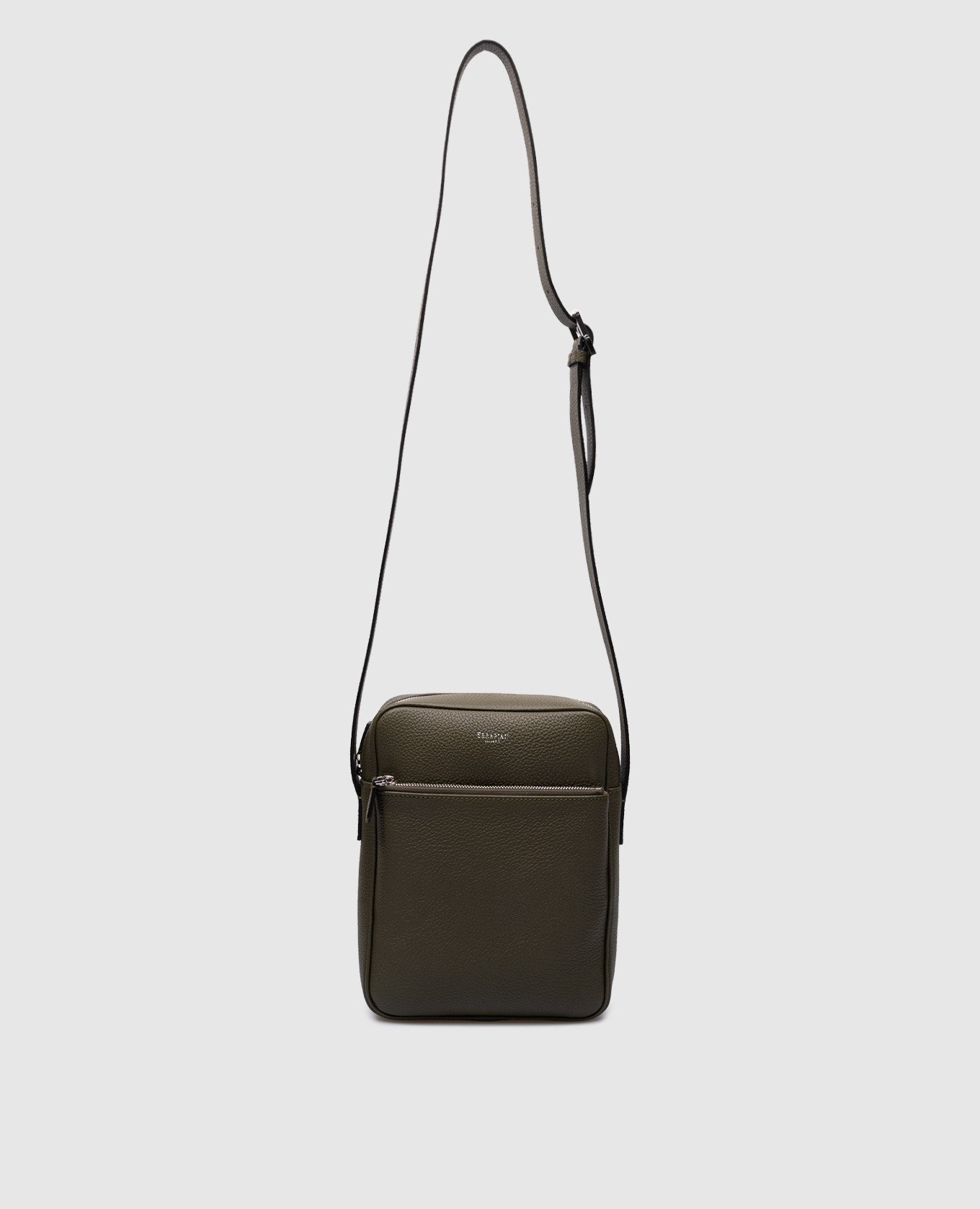 

Green leather bag with logo Serapian