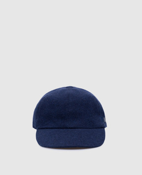 Borsalino Blue cashmere cap with logo 13373EWS