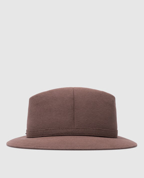 Borsalino Alessandria brown wool hat with strap 390083