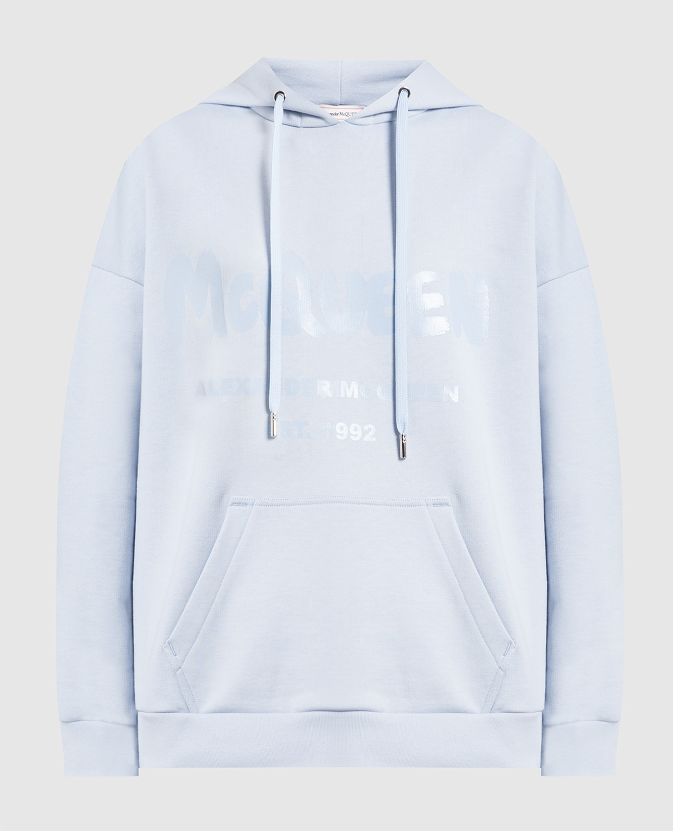 Blue McQueen Graffiti Print Hoodie Alexander McQueen