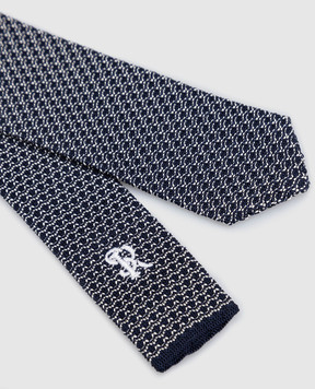 Stefano Ricci Children's dark blue silk tie with contrast pattern YCRMTSR8189