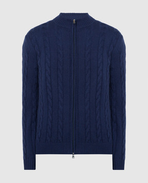 Cashmere&Whiskey Blue cardigan made of cashmere in a textured pattern 80606C
