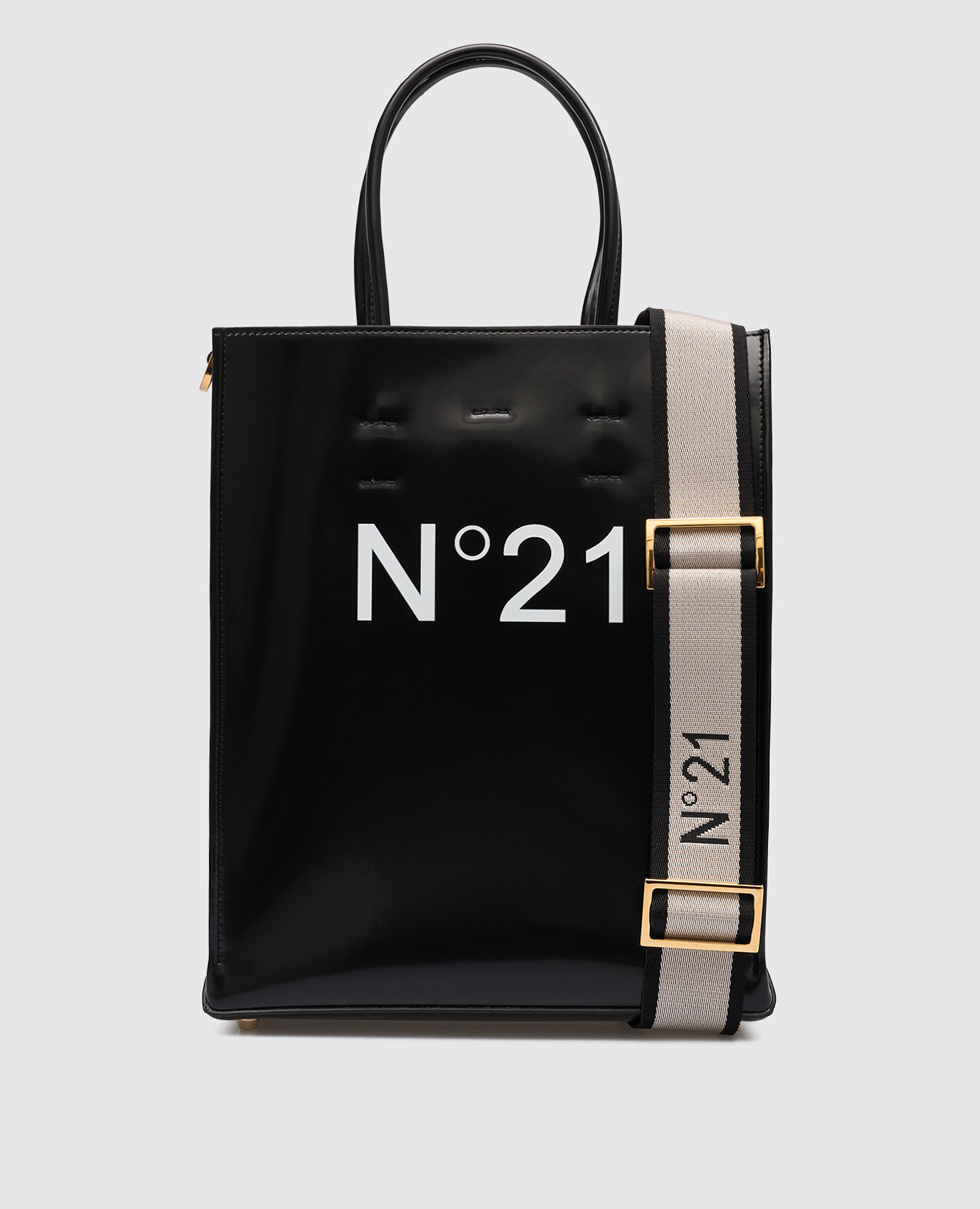 N21 - Black tote bag with contrasting logo 23EBP0178BS01