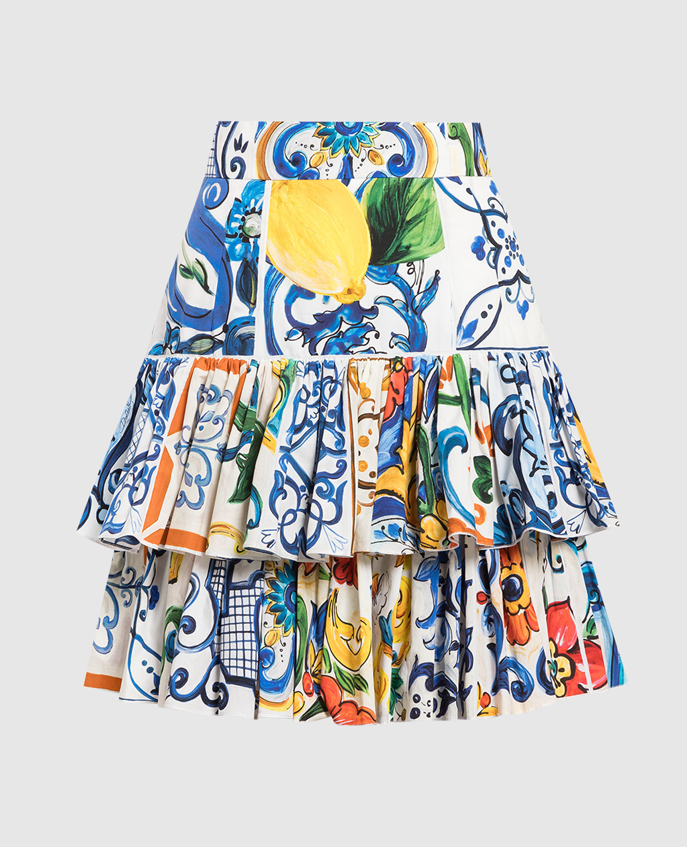 

Skirt with flounces in Majolica print Dolce&Gabbana, White