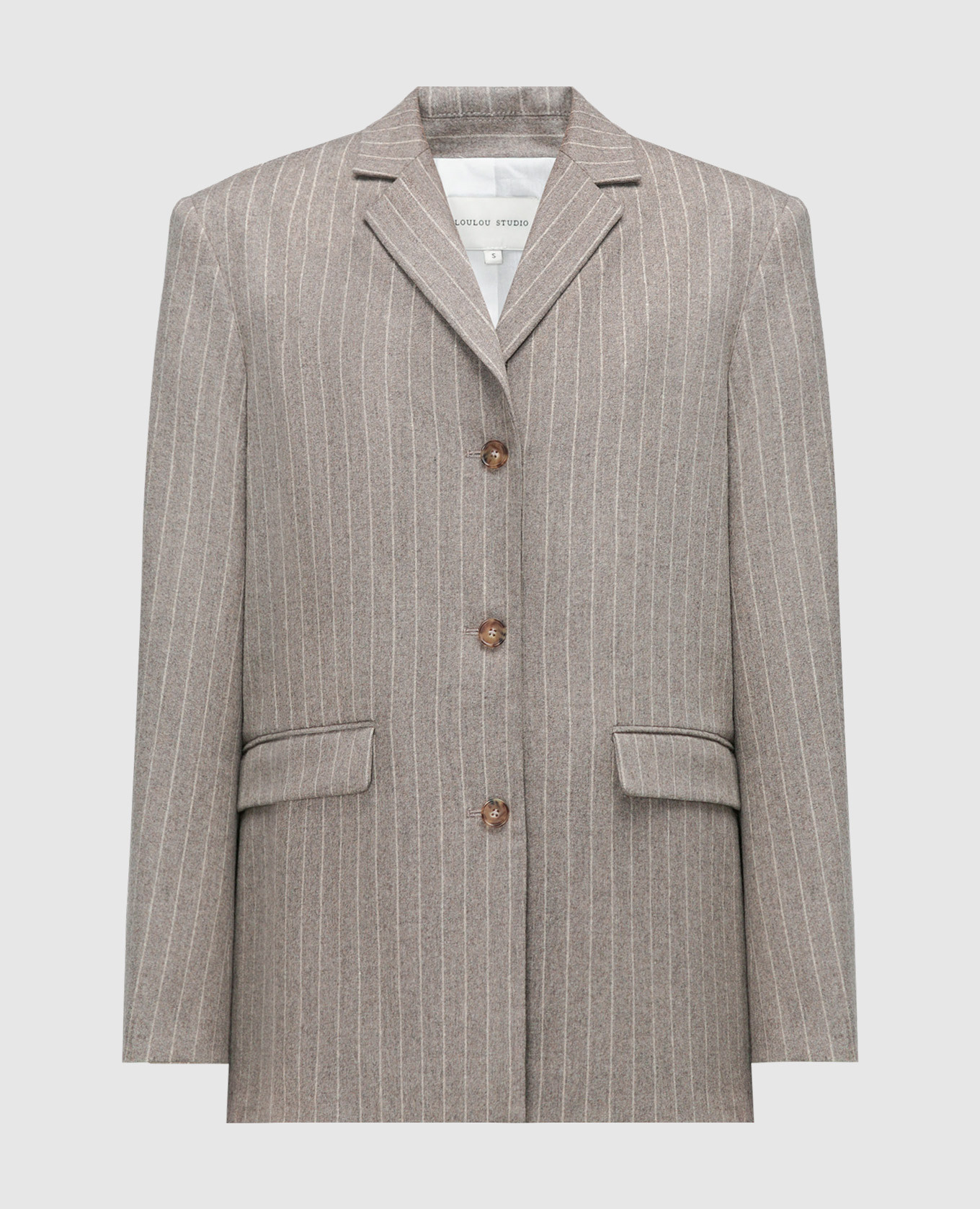 Brown wool and cashmere striped senja jacket lou lou studio