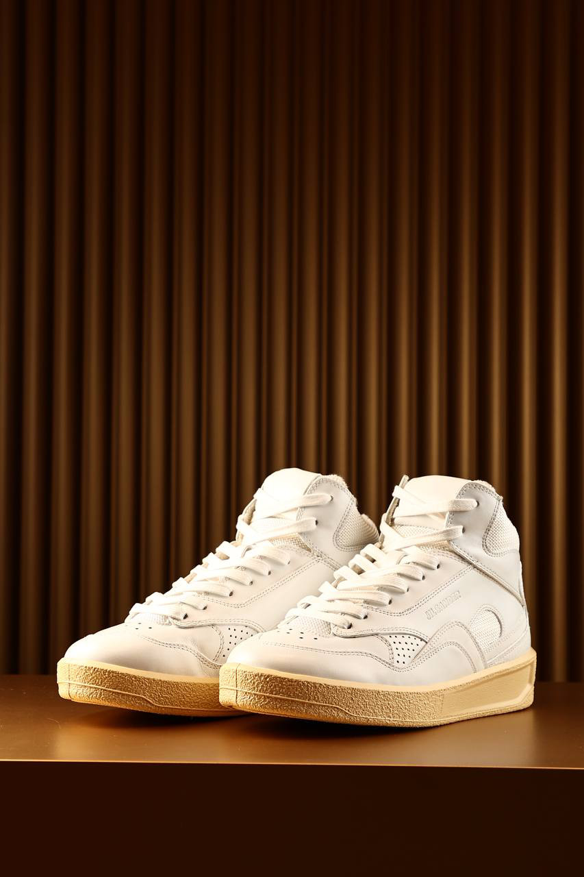 

White combination high-tops with embossed logo Jil Sander