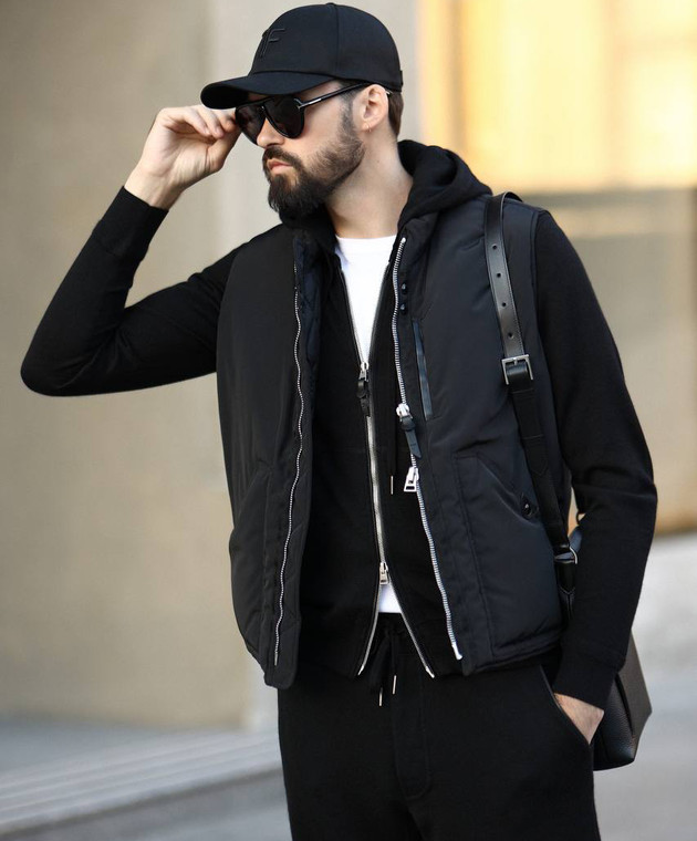 Tom Ford - Black cap with monogram logo embroidery MH003TCN036G