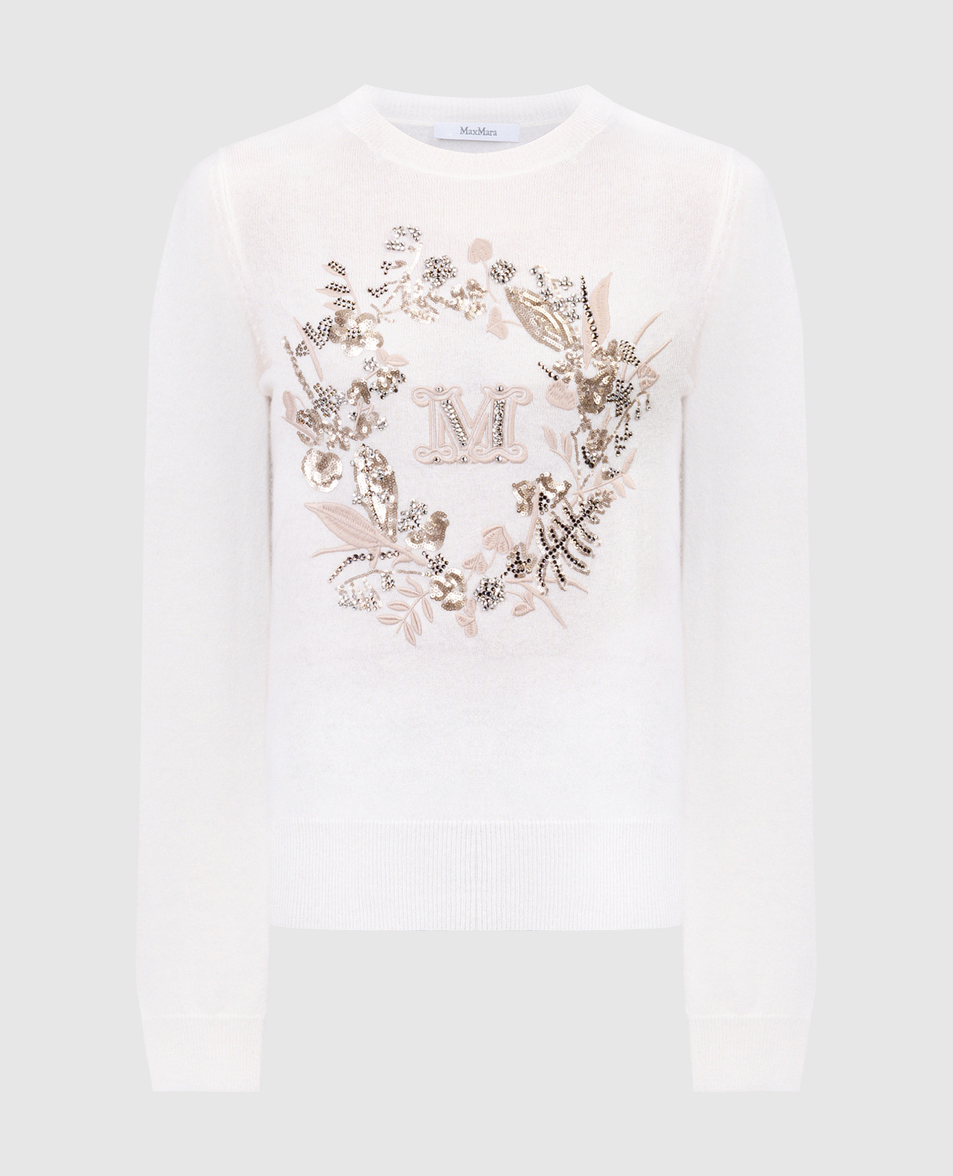 

Bari beige wool and cashmere jumper with embroidery Max Mara, Бежевый