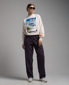 Heron Preston Purple sweatpants with STFU print HWCH006F23JER001