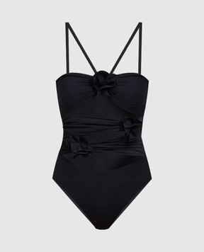 Maygel Coronel Black swimsuit with applications TRINITARIA