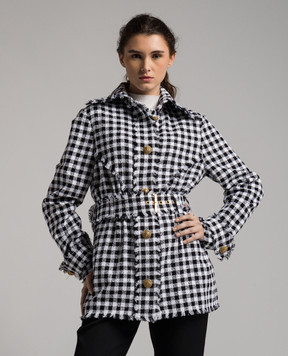 Balmain Checked tweed shirt with fringe CF1HU190CE70