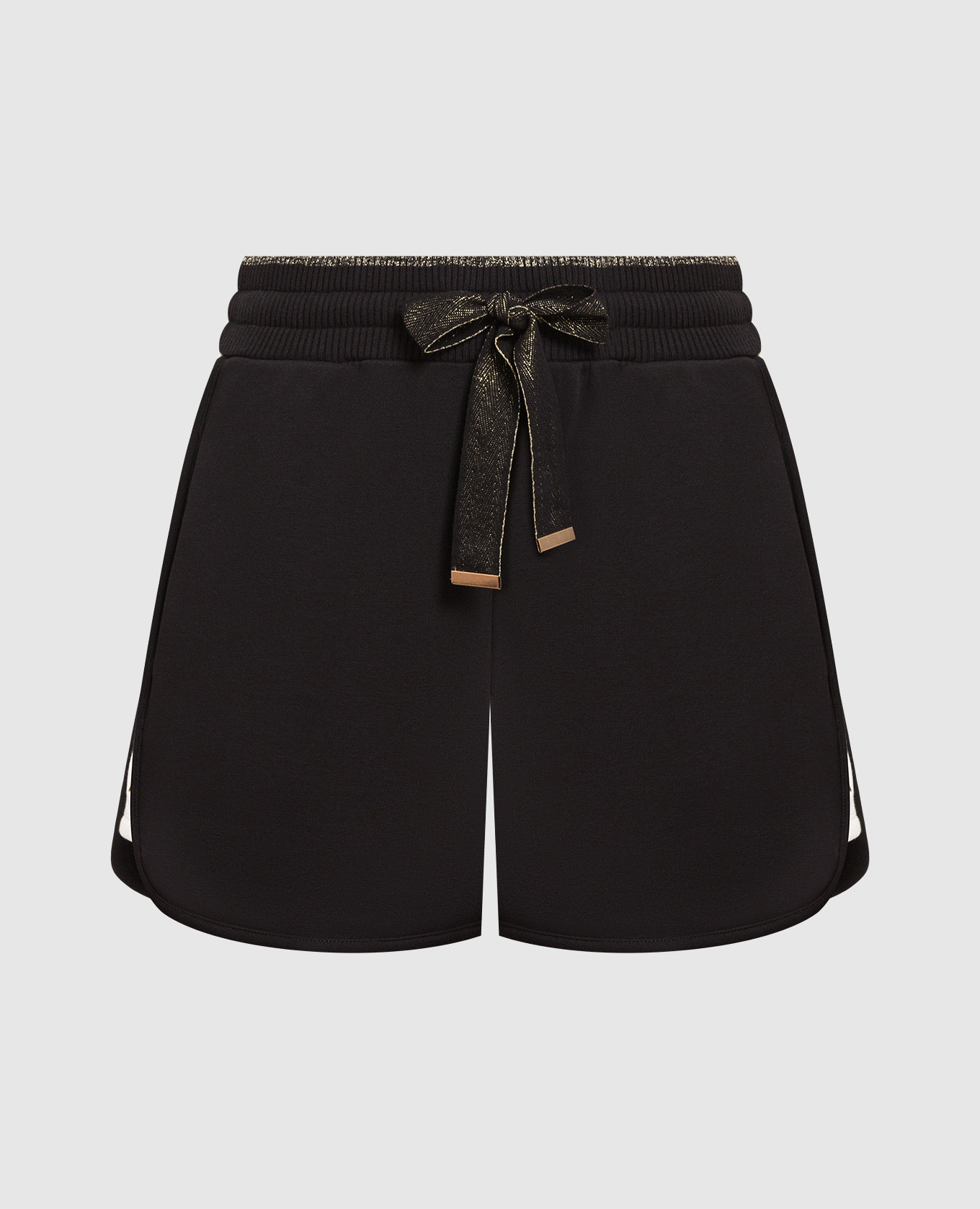 Black shorts with branded stripes twinset
