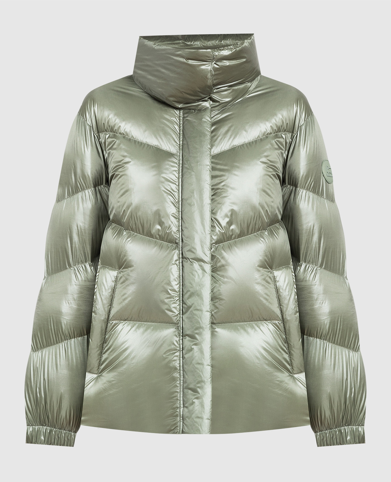 Green down jacket with logo woolrich