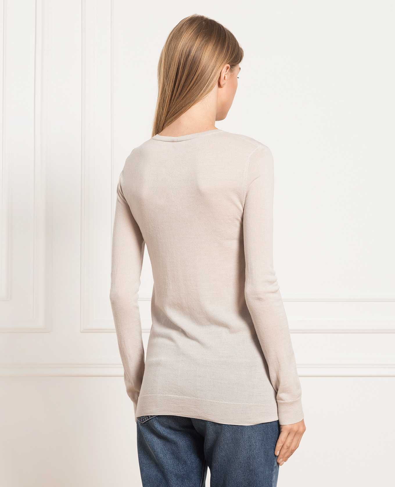 Light beige wool cardigan with logo embroidery Toteme 4