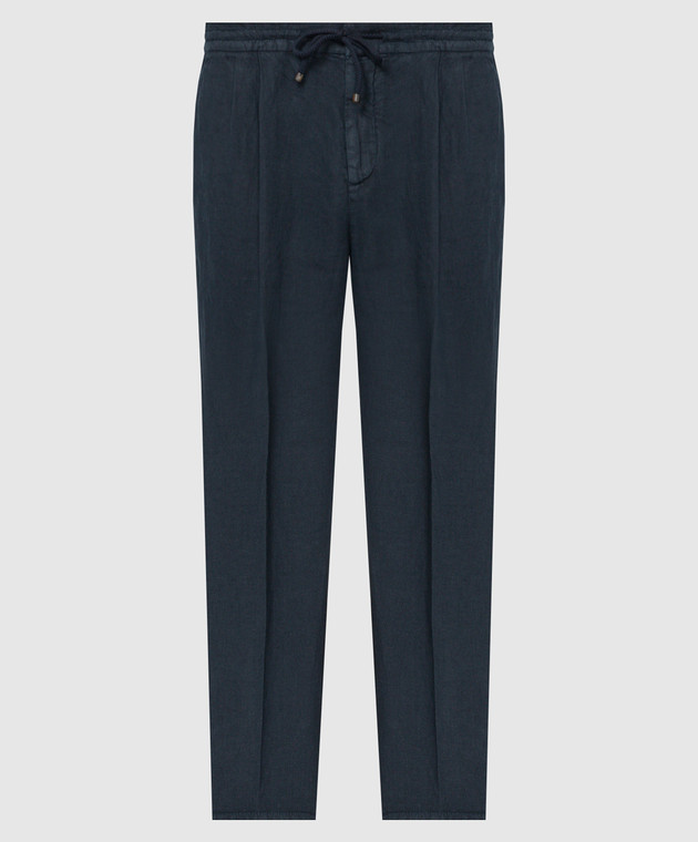Brunello Cucinelli - Blue linen pants M243DE1710 - shop with