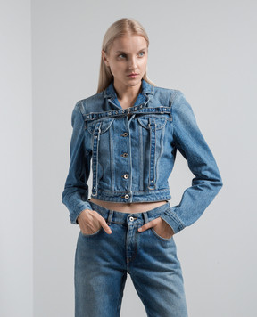 Off-White Blue denim jacket with a distressed effect OWYE048F23DEN001