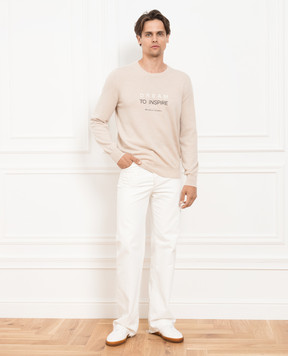 Brunello Cucinelli Beige cashmere jumper with embroidery M22201700