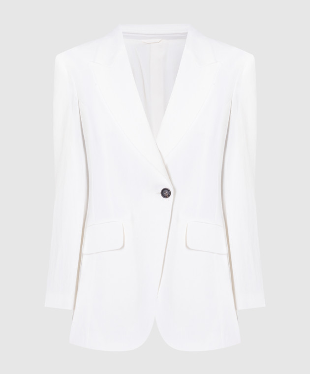 Brunello Cucinelli - White linen jacket with monil chain MH1262682