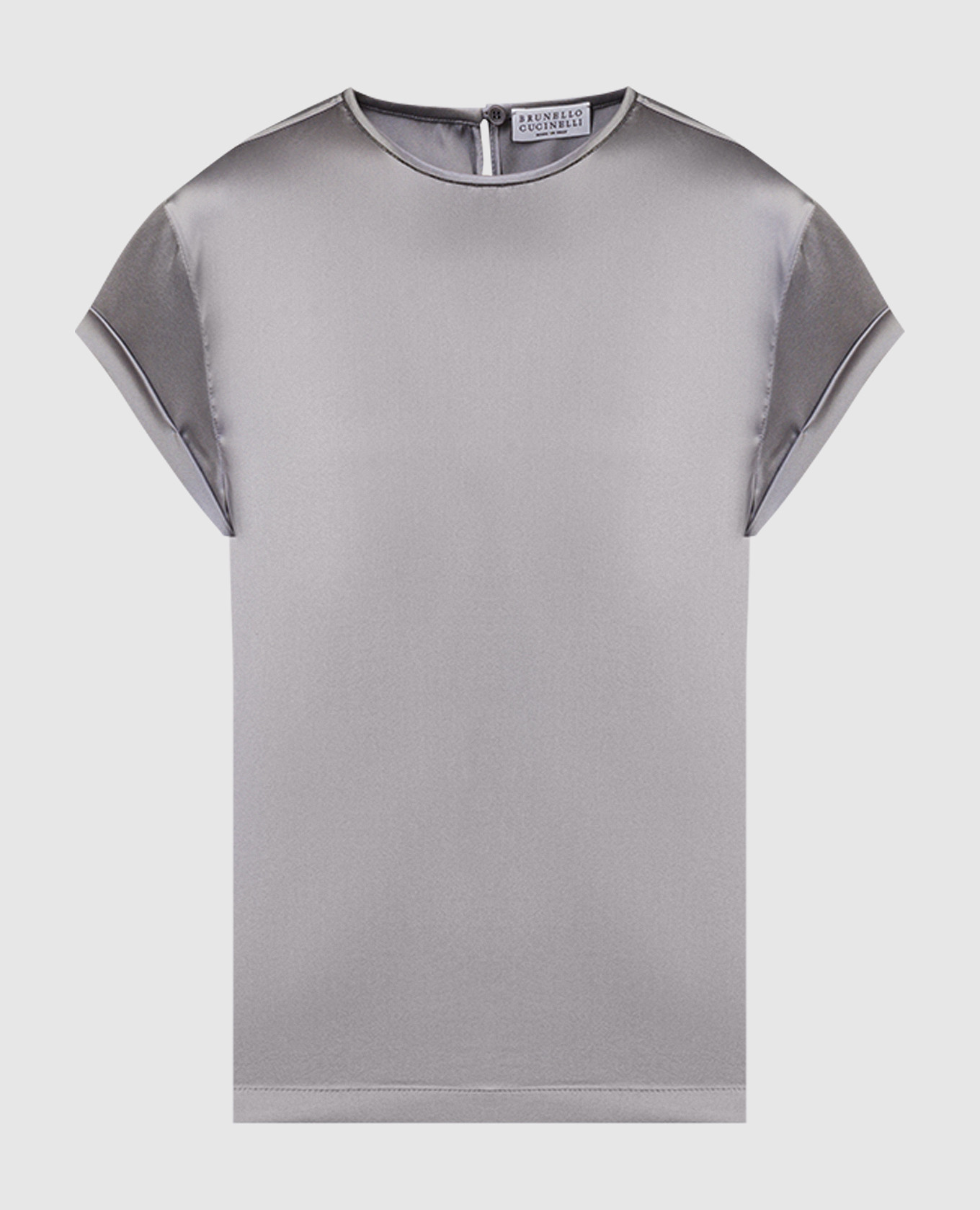 

Gray silk blouse with ecolathuni monil chain Brunello Cucinelli, Grey