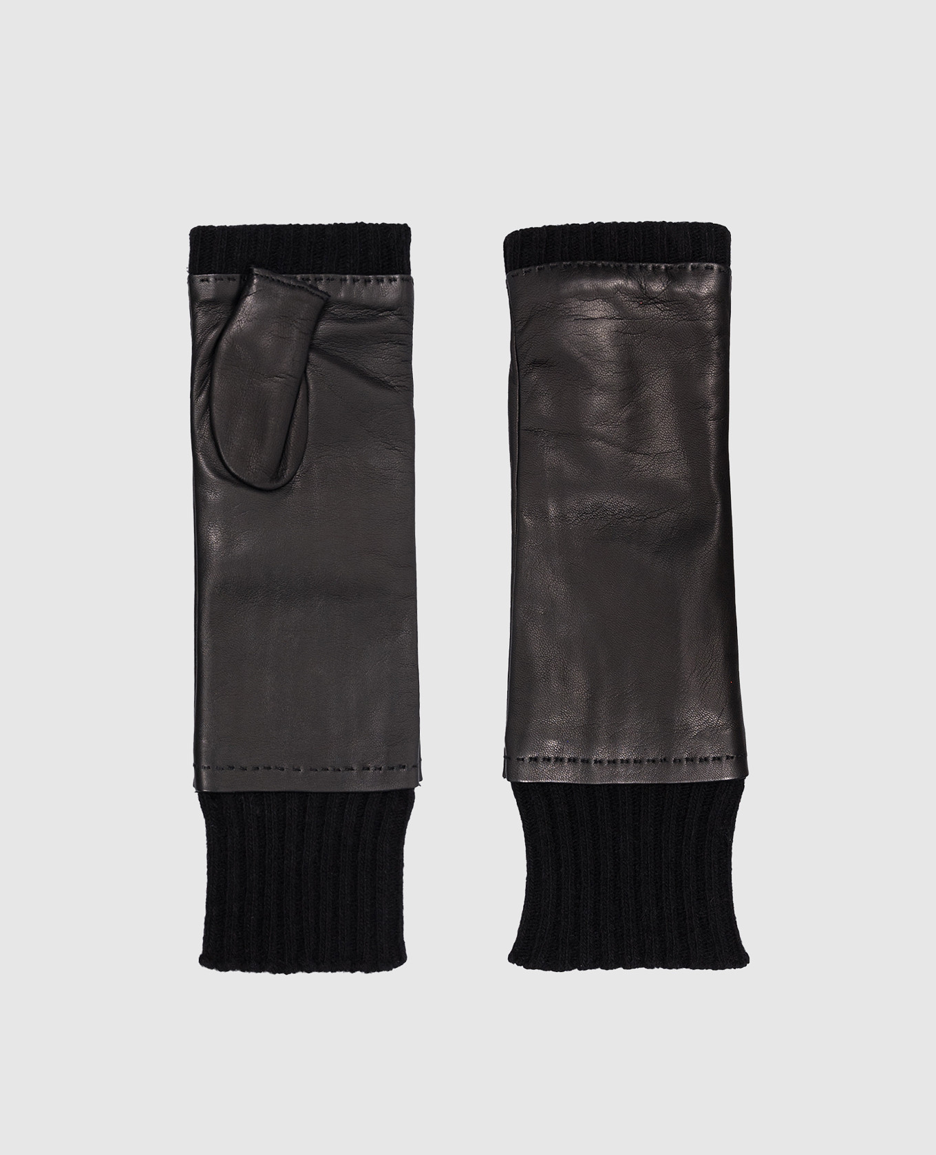 

Black combined elongated mittens Sermoneta Gloves, Черный