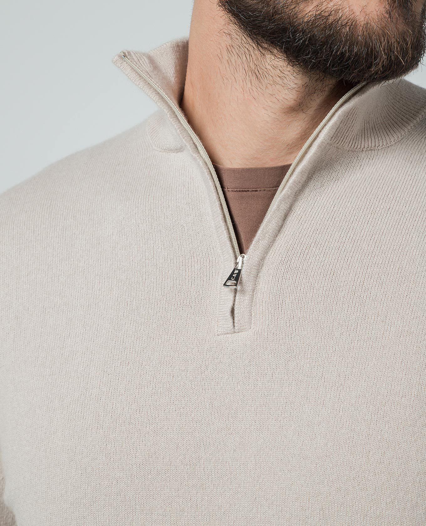 Beige cashmere jumper with zipper Cashmere&Whiskey 5