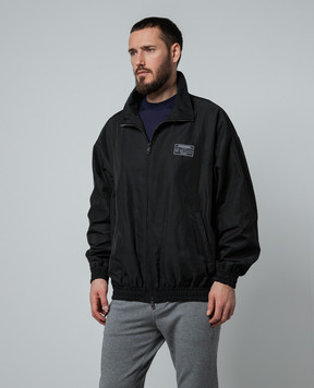 Dolce&Gabbana Black windbreaker with logo patch G9ATITFUM6X