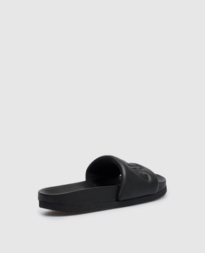 AMBUSH Black leather flip flops with embossed logo BMIC001S23LEA001