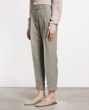 Brunello Cucinelli Gray pants with monil chain MH126P8254