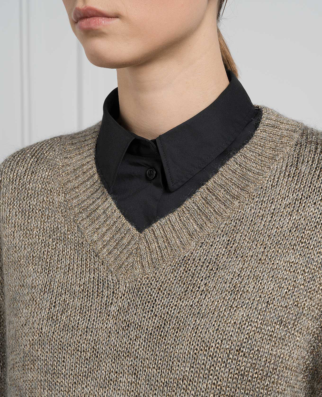 Brown melange sweater with wool and lurex Brunello Cucinelli 5