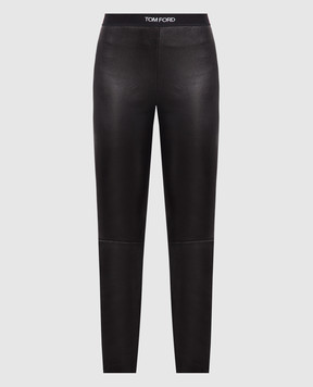 Tom Ford Black leather leggings with logo PAL718LEX224