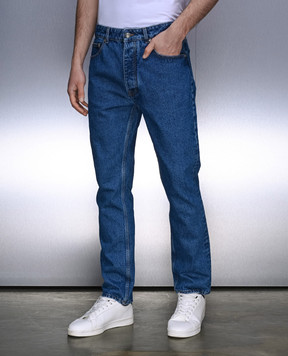 Palm Angels Blue jeans with logo monogram PMYA039R24DEN001