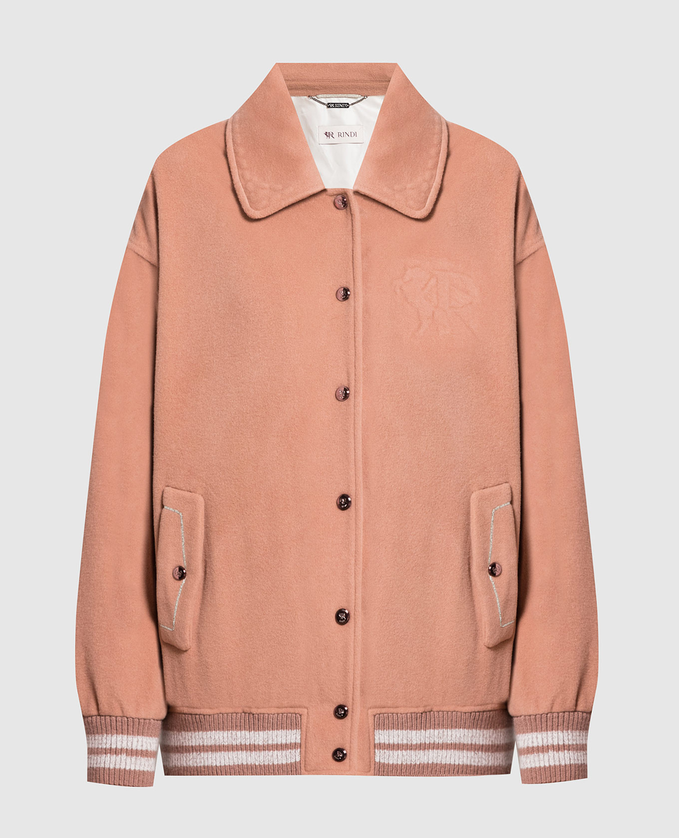 Pink jacket with monil chain rindi