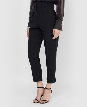 Peserico Navy blue high waist trousers P04932A06703