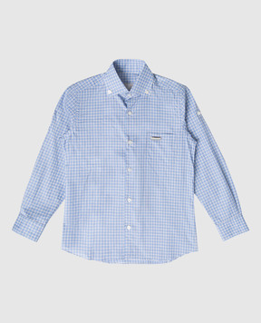 Stefano Ricci Children's blue checked shirt YC003559LJ1775