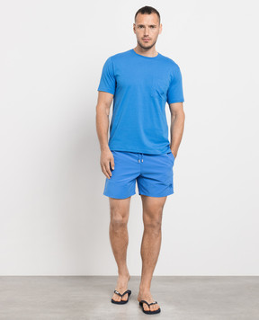 Vilebrequin Blue swim shorts with Piranhas logo embroidery MOOU3D17