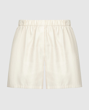 Max Mara Piadena beige shorts with logo embroidery PIADENA