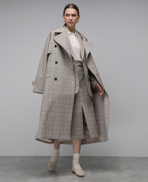 CO Beige check trench coat 6953MPWS