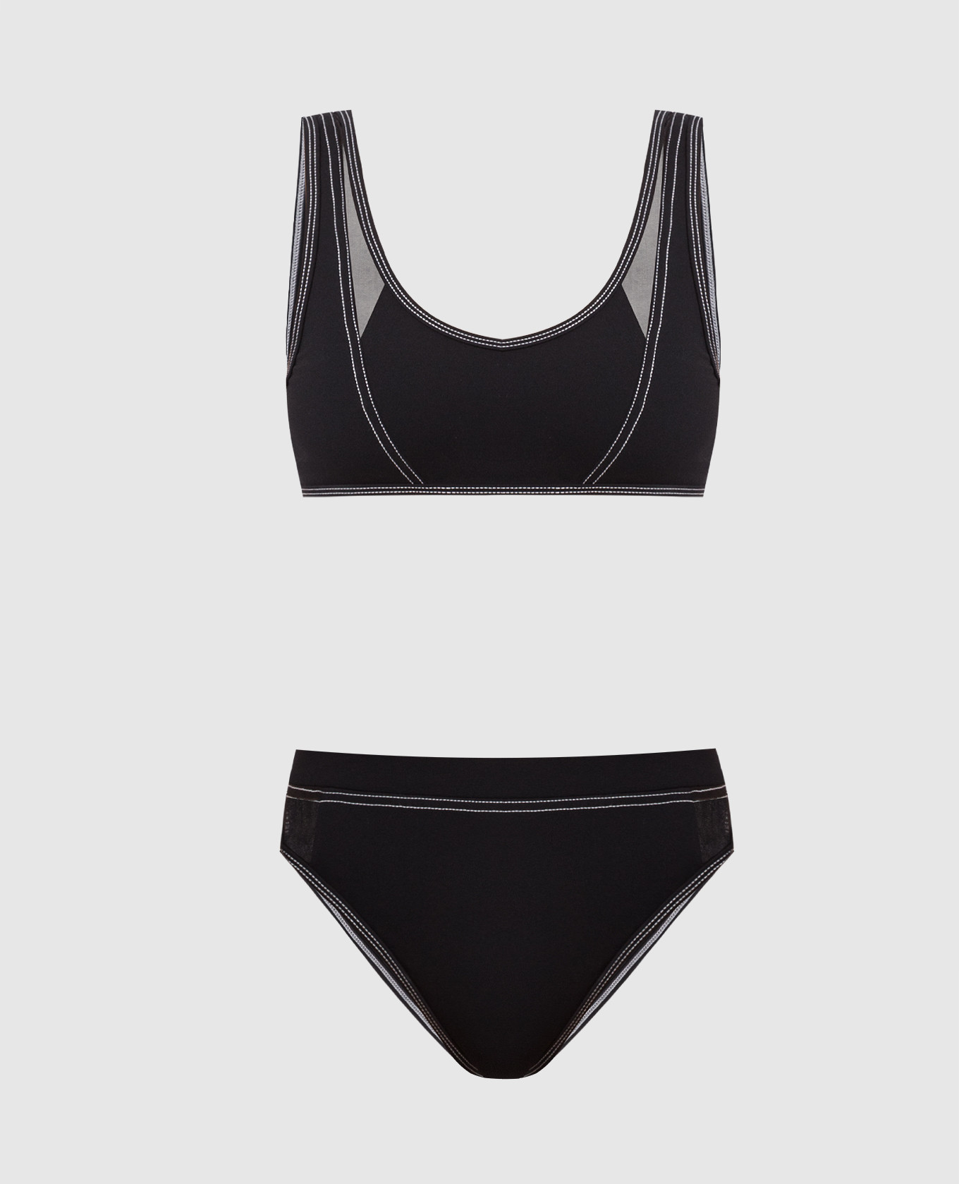 Ilari black swimsuit with transparent inserts moeva