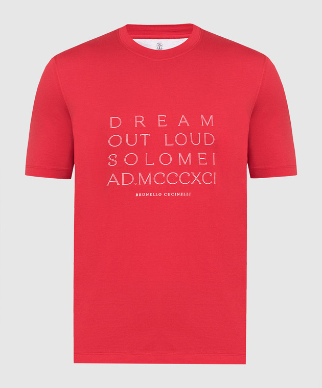 Brunello Cucinelli - Rotes T-Shirt mit „Dream out Loud“-Aufdruck