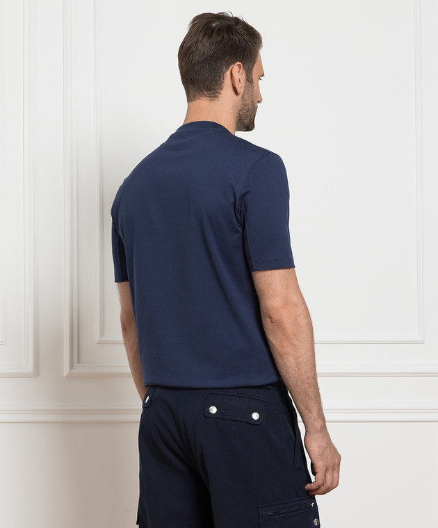 Brunello Cucinelli - Blue T-shirt with a print M0T618462 - shop